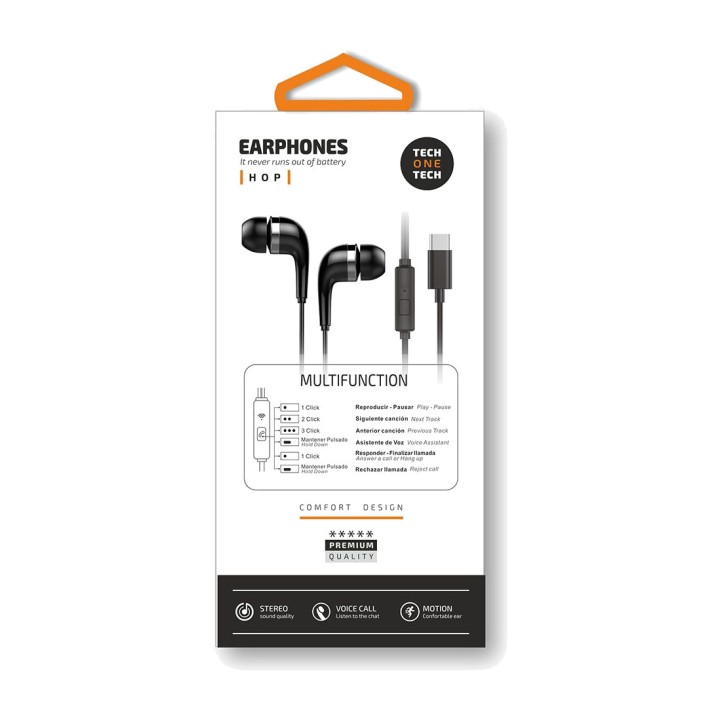 TECH ONE Auriculares intraurales con cable y micrófono EARTECH-HOP USB-C (2UD) 51161VAR
