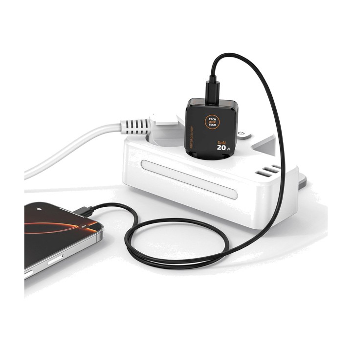 TECH ONE Pikaverkkolaturi USB-C-kaapelilla GAN PD 20 W 1 M