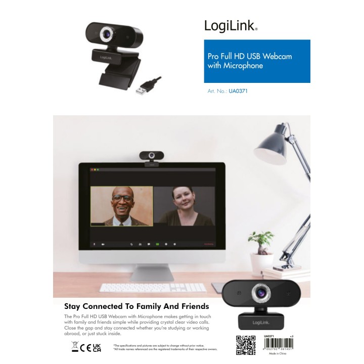 LOGILINK Webcam USB con microfono FULL HD 1080P 30 FPS 51337