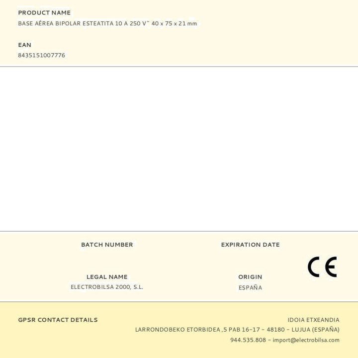 FBRIGHT Socle aérien bipolaire en stéatite pour fers à