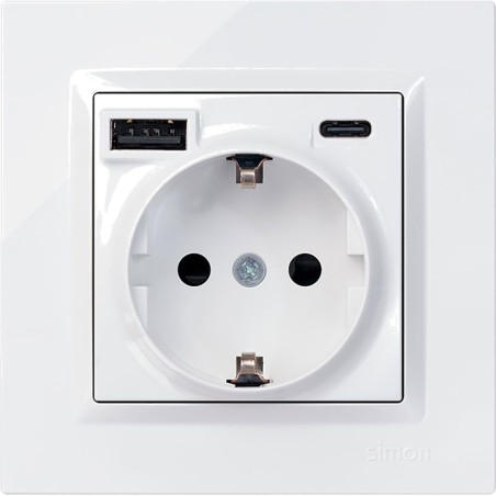 χωνευτή πρίζα schuko με usb a και c serie-10 10,5 w 16 a 250 v