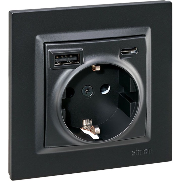 SIMON Unterputz-Schuko-Steckdose mit USB-A und USB-C