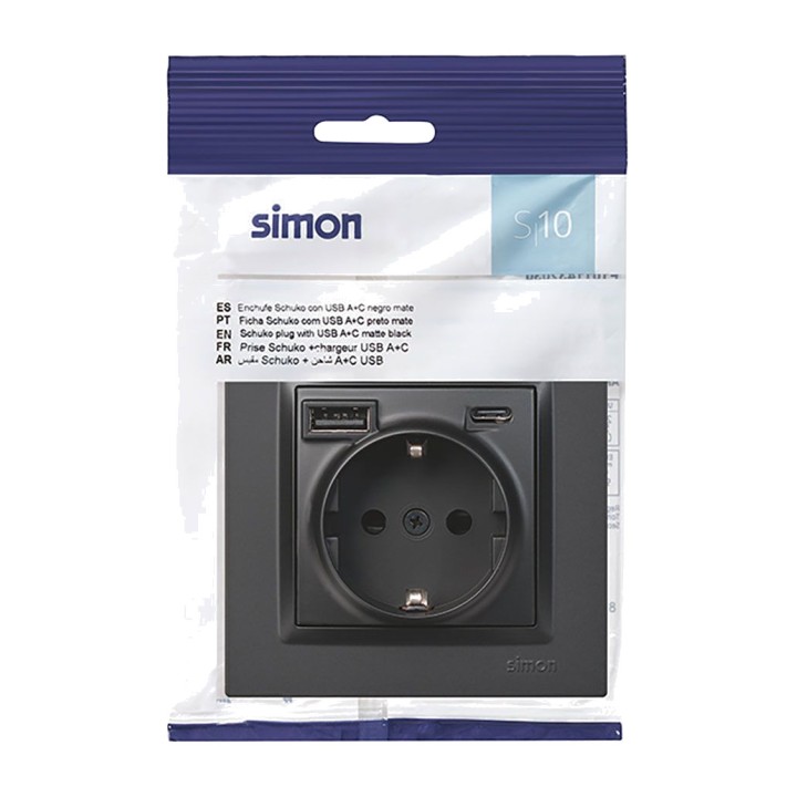 SIMON Presa Schuko da incasso con USB-A e USB-C SERIE-10