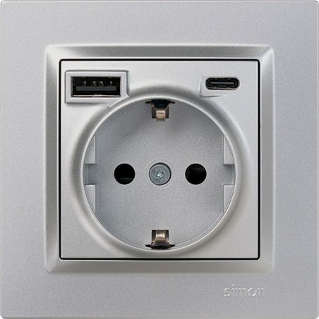 prise schuko encastrable avec usb-a et usb-c serie-10 10,5 w 16 a 250 v
