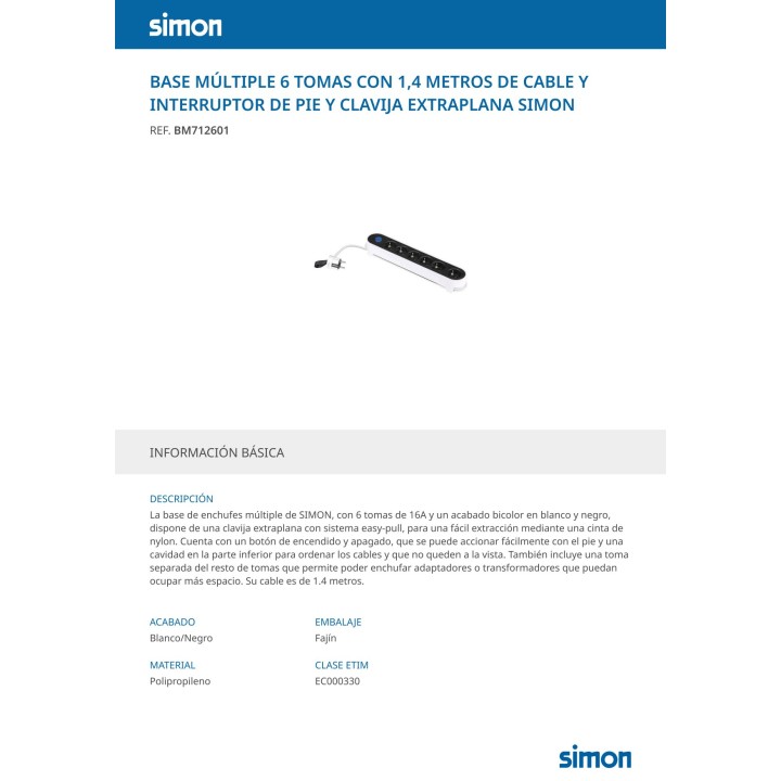 SIMON Base múltiple de 6 preses amb interruptor de peu