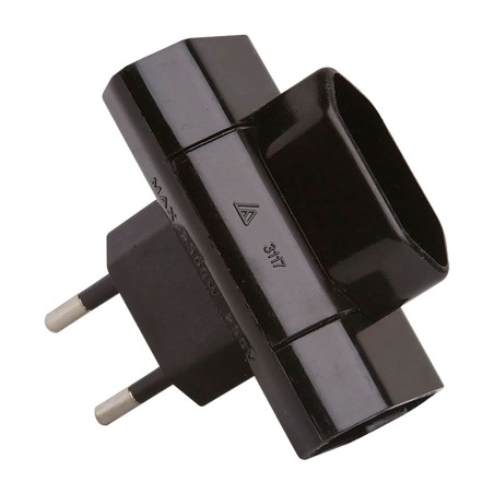 adattatore triplo con uscite laterali, senza messa a terra 2p 10 a 250 v