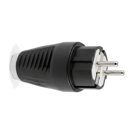 schuko-stik af gummi med lige kabeludgang 2p+t 16 a 250 v ip54