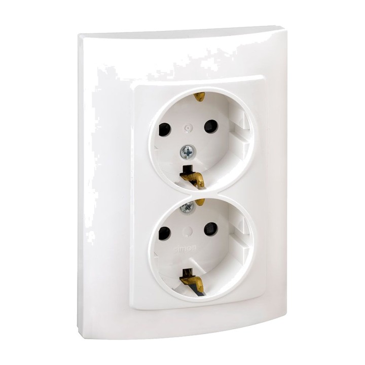 SIMON Doble base de enchufe schuko con marco SERIE-10 2P+T