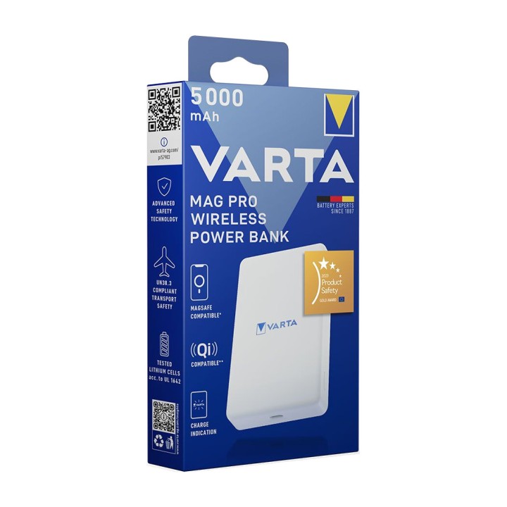 VARTA Batería externa magnética con carga inalámbrica para móvil WIRELESS MAG PRO 5000 MAH 7,5 W 38014