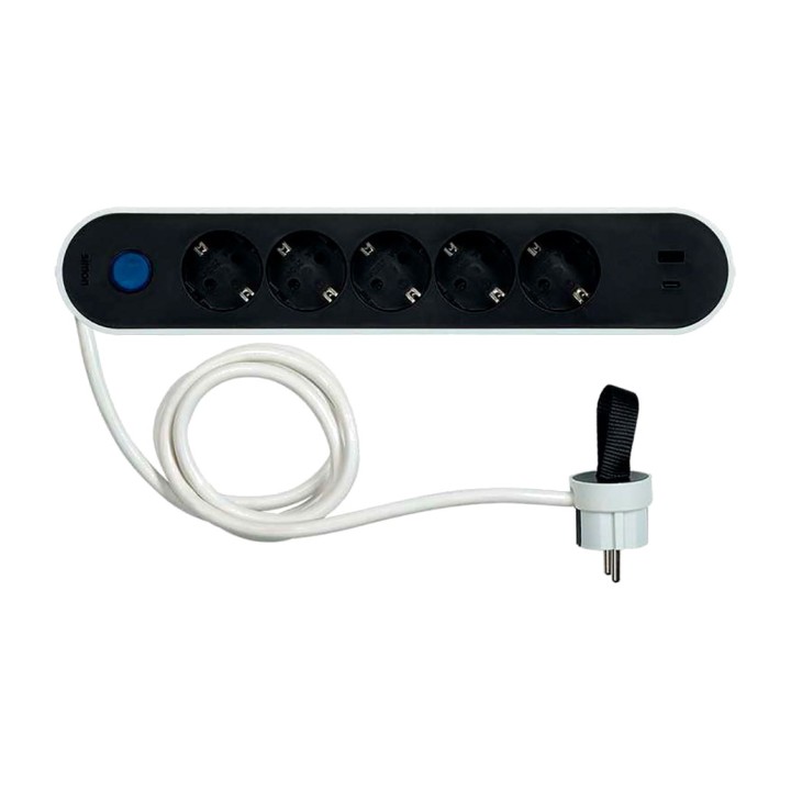 SIMON Πολύπριζο με 5 πρίζες, 2 θύρες USB και διακόπτη ποδιού