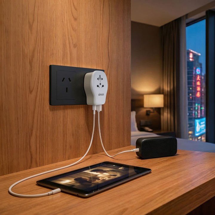 SIMON Univerzális utazási adapter gyorstöltéssel USB-1A+2C