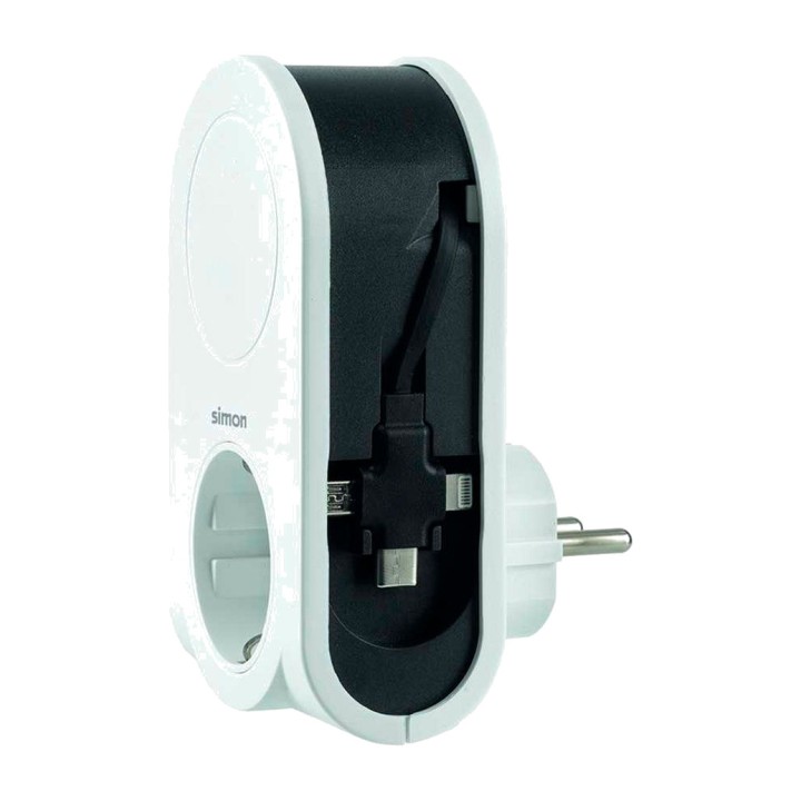 SIMON Adaptateur Schuko avec chargeur USB et câble