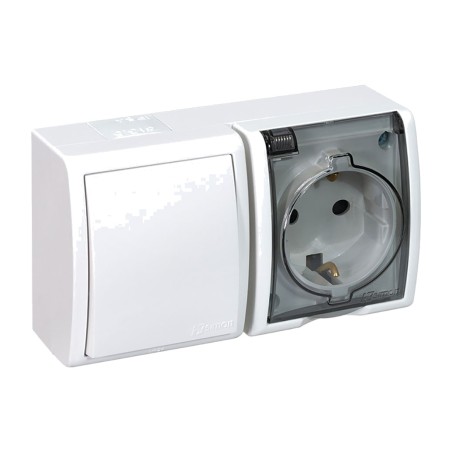nástěnná zásuvka se spínačem aquarius-schuko 2p+t 16 a 250 v ip54