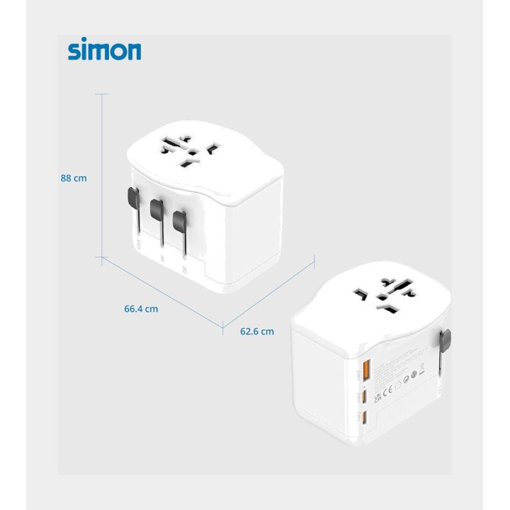 SIMON Adaptateur de voyage universel multipays avec charge