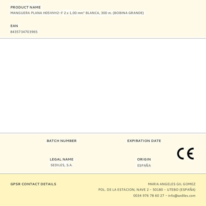 SEDILES Flache elektrische Leitung auf Spule H05VVH2-F