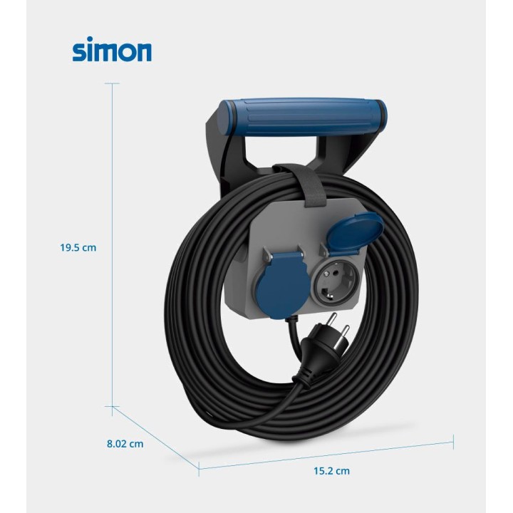 SIMON 2-socket power strip with cable IP44 H05RR-F 4G1,5 MM2