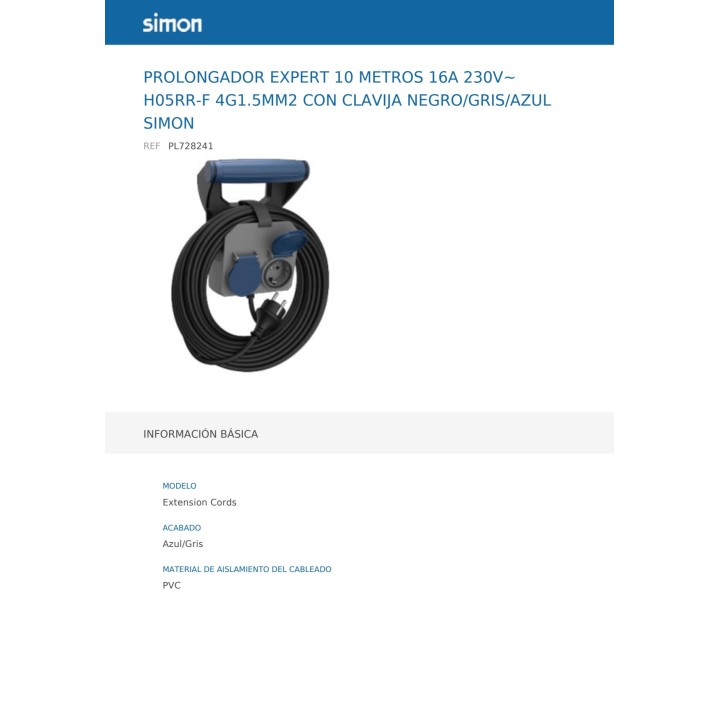 SIMON Bloc multiprise 2 prises avec câble IP44 H05RR-F 4G1,5