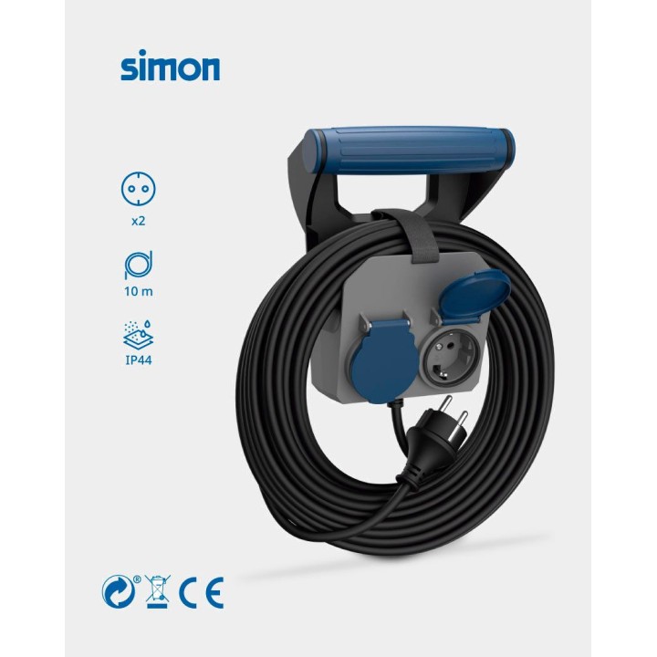 SIMON 2-socket power strip with cable IP44 H05RR-F 4G1,5 MM2