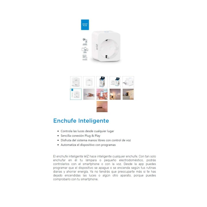 WIZ Enchufe inteligente wifi y bluetooth 10 A 2300 W 230 V IP20 93203