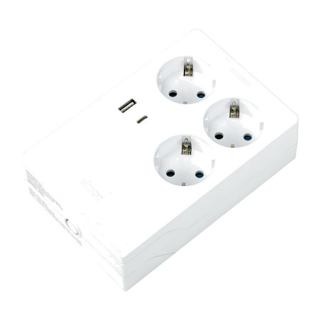 rozbočovač bez kábla s 3 zásuvkami s usb a a c multifix-2p+t 16 a 250 v