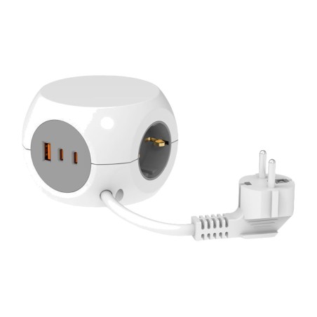 elosztó 3 aljzattal és gyorstöltő usb-portokkal combiball-30w 16 a 250 v 1,4 m
