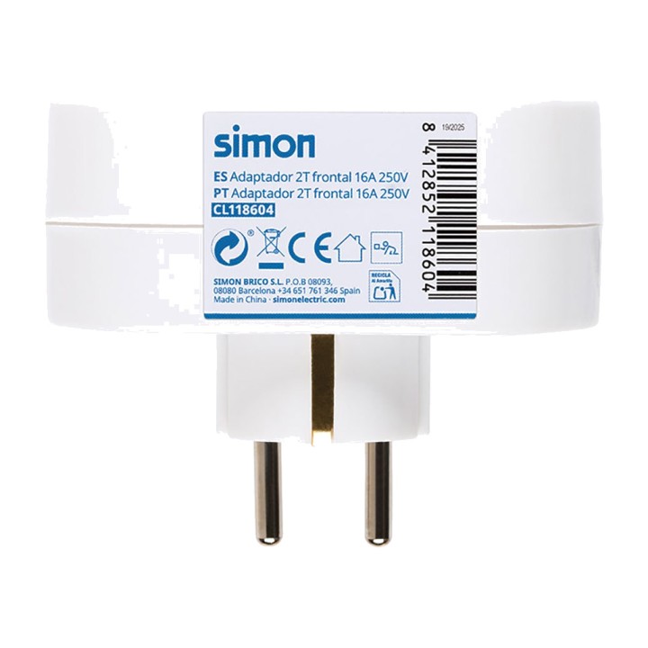 SIMON Dupla schuko adapter 2P+T 16 A 250 V (4UD) 40113VAR