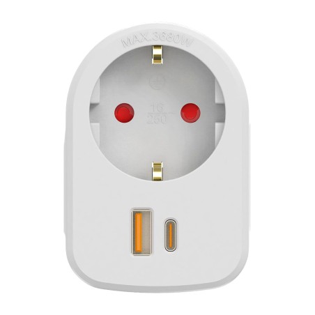 schuko-yhdistelmäsovitin usb a- ja c-laturilla 30 w 16 a 250 v