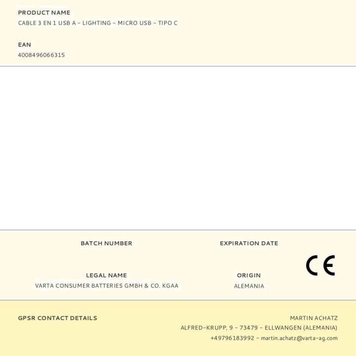 VARTA Háromszoros töltőkábel USB-A csatlakozóval