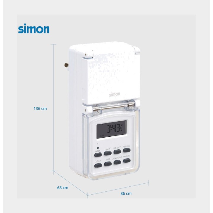 SIMON Programador digital semanal de exterior 3600 W 16 A