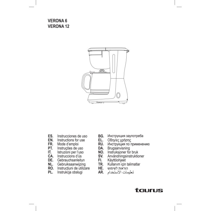 TAURUS Kapalni kavni aparat VERONA 6-TAZAS 600 W 57063