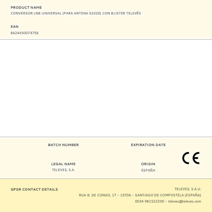 TELEVES Universal LNB converter for satellite dish IP66 40