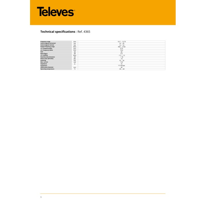 TELEVES Convertisseur LNB universel pour antenne parabolique