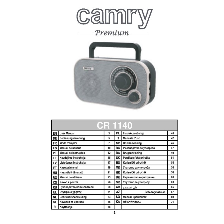 CAMRY Tragbares AM/FM-Radio CR 1140 3,5 W 12 CM 51152