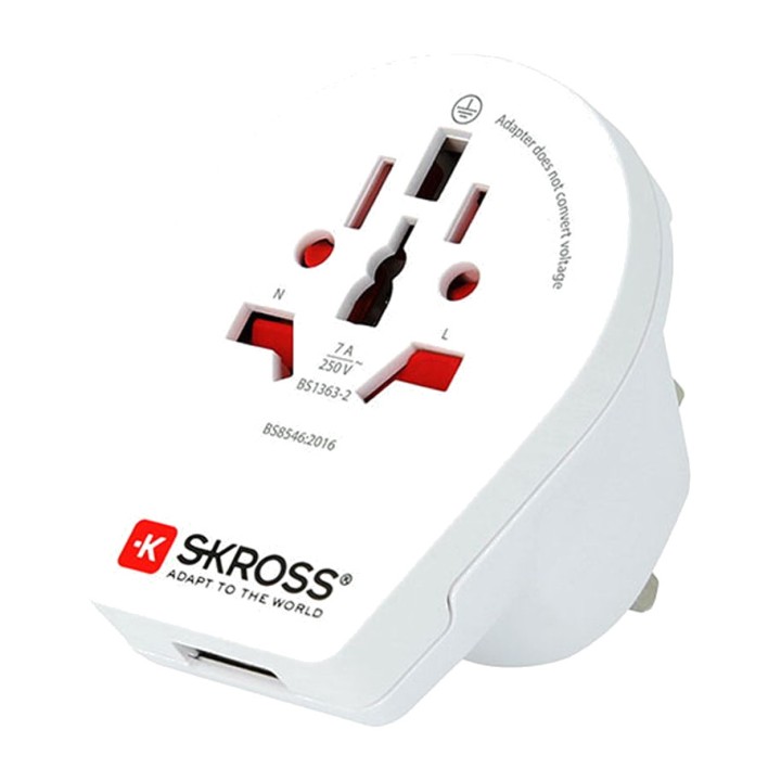 SKROSS Univerzális utazási adapter Nagy-Britanniába, USB-vel
