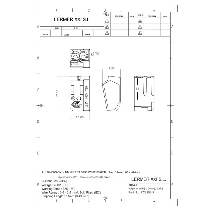 EDM Conector rápido de 2 vías 450 V 24 A (10UD) 48556