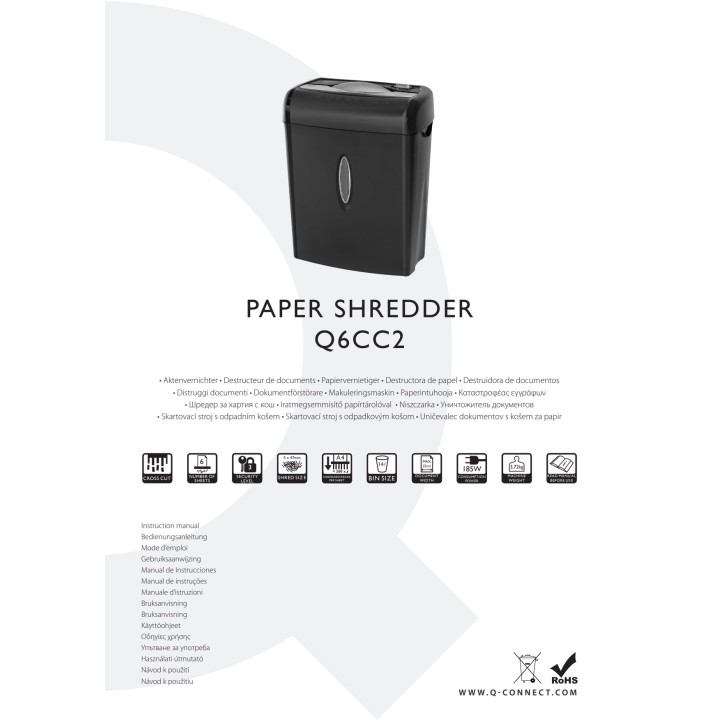 Q-CONNECT 6-sheet paper shredder KF17970 14 L 08638