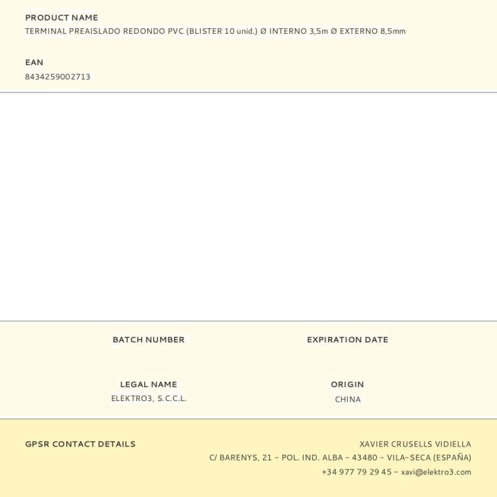 EDM Cosse ronde pré-isolée 3,5X8,5MM 10 UDS (5UD) E48630