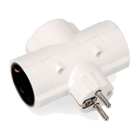 adaptador triple schuko económico 2p+t 16 a 250 v 4,8 mm