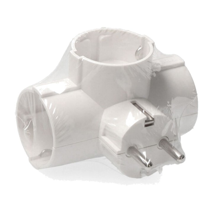 EDM Adaptateur triple Schuko avec entrée latérale 2P+T 16 A