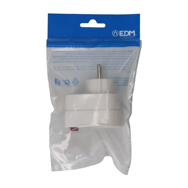 EDM Schuko adapter plug with illuminated switch 16 A 250 V