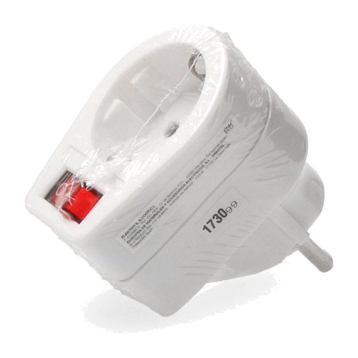 EDM Schuko adapter dugasz világító kapcsolóval 16 A 250 V