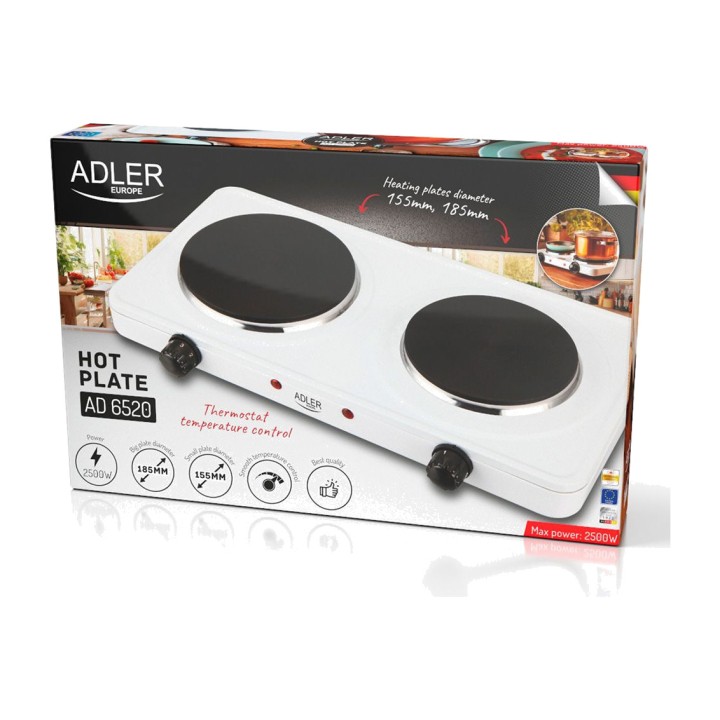 ADLER Aragaz electric cu 2 zone 2500 W 46X26,5X7CM 78865