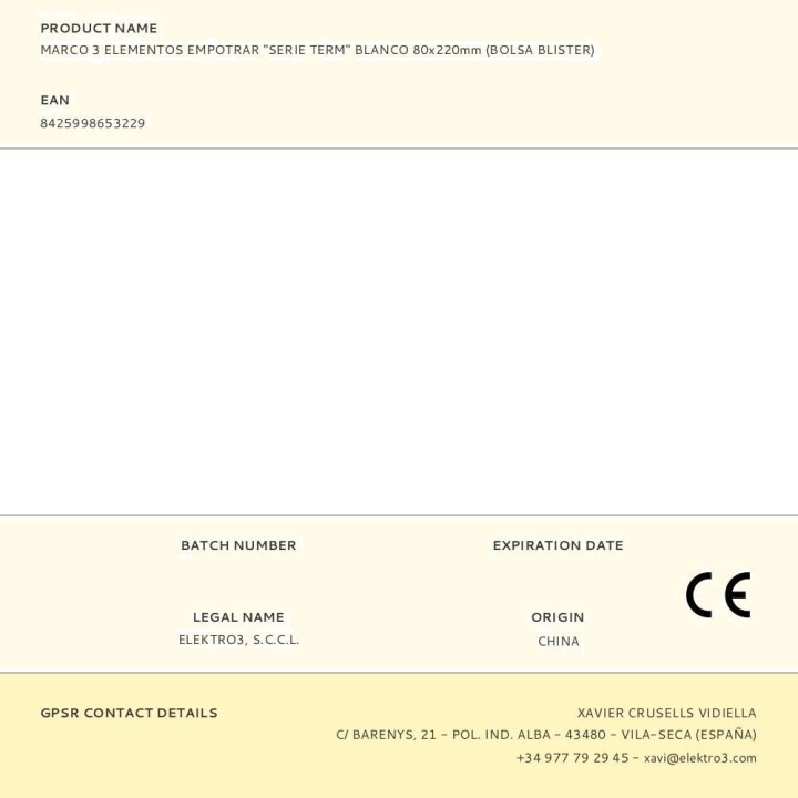 EDM Triple-gang flush-mounted frame TERM 80X220MM 65322