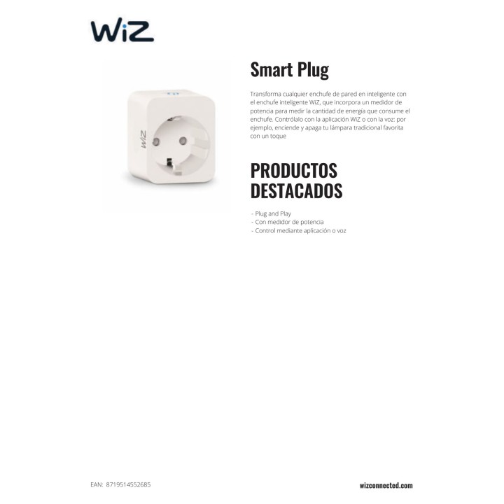 WIZ Smart Wi-Fi plug with energy monitoring 929002427101 230
