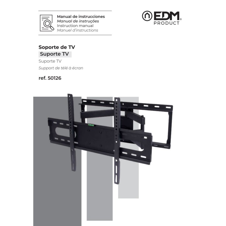 EDM Soporte de pared oscilante de dos brazos para televisor