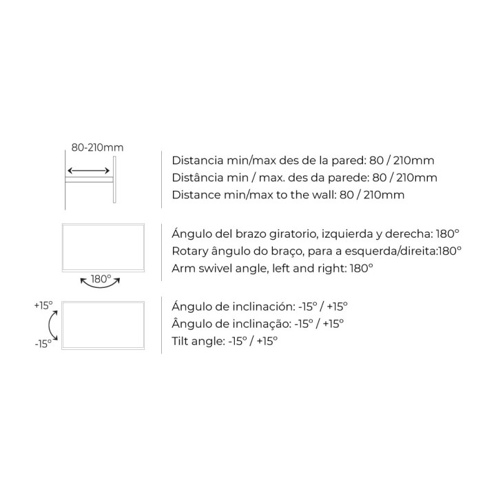 EDM Single-arm articulated wall mount for TV 10-42 PULG 25