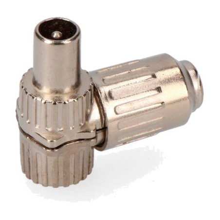 clavija macho metálica acodada para cable coaxial de tv 9,5 mm