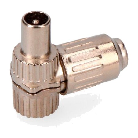 clavija macho metálica acodada para cable coaxial de tv 9,5 mm