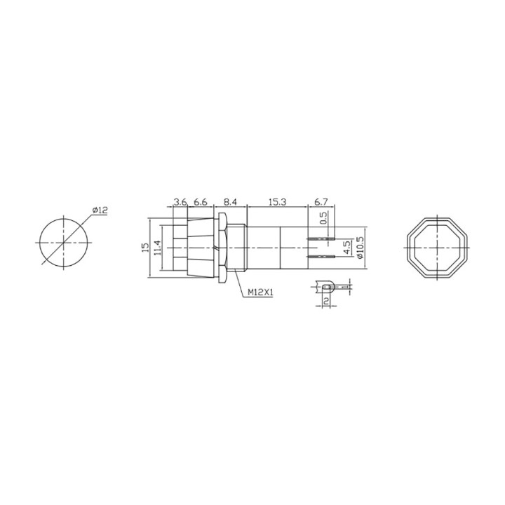 EDM Interruptor unipolar con base hexagonal 1 A 250 V (5UD) 45057