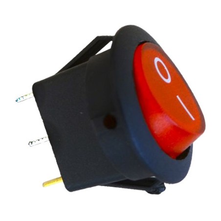 interruptor redondo con luz roja para empotrar en panel 6,5 a 20 mm